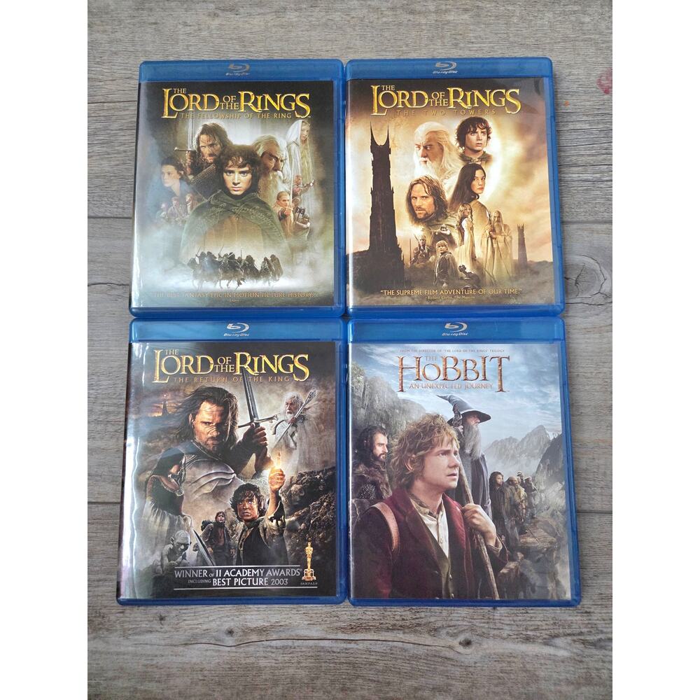 Lord of the Rings Trilogy + The Hobbit An Unexpected Journey Blu-ray Lot 4pc